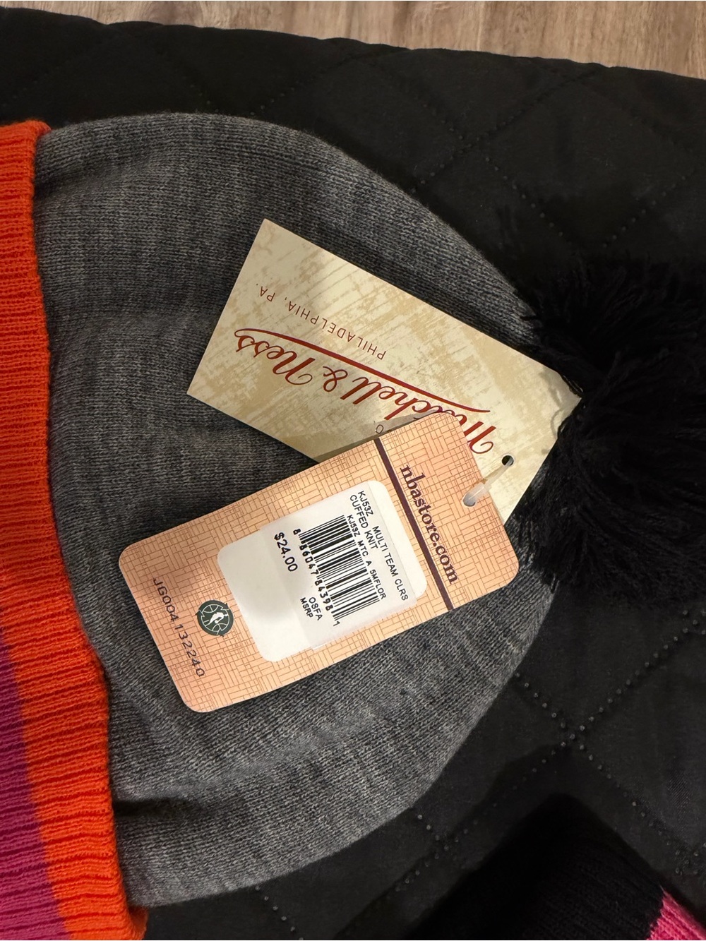 Mitchell & Ness Gray Beanie with Pink, Orange & Black Accents - Picture 4 of 4
